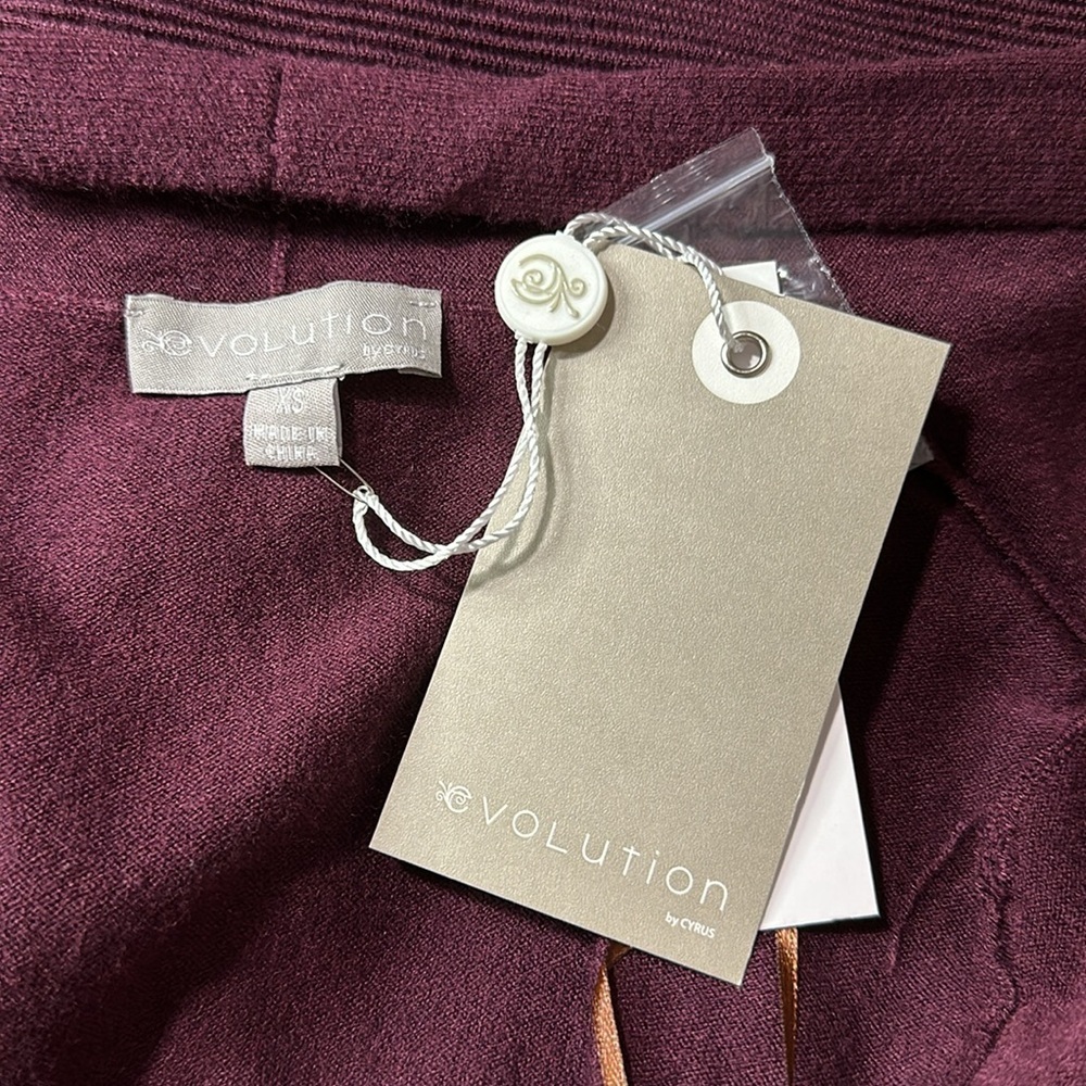 Evolution Burgundy Cardigan Size XS NWT - Picture 6 of 8